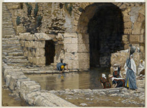 Сліпонароджений вмивається купелі Силоам, James Tissot