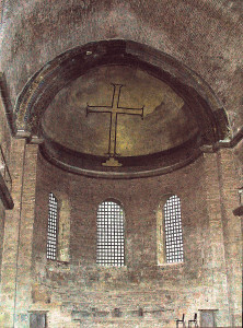 Хрест зображений іконоборцями замість образа Богородиці, церква св. Ірини, Стамбул