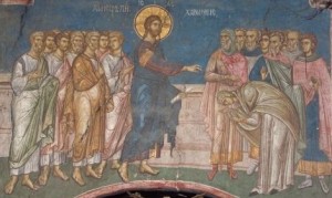 Зцілення скорченої, Kosovo. Visoki Decani Serbian Orthodox Monastery. XIV century.