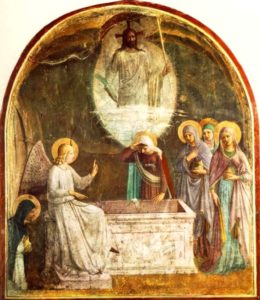 Воскреслий Христос та жінки-мироносиці у гроба, Fra Angelico, фреска, 1440