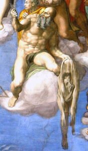Апостол Варфоломей із власною шкірою, фрагмент Страшного Суда, Мікеланжело
