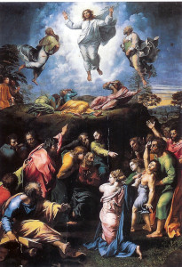 Преображення Христове Рафаель 1519 Преображення вгорі, зцілення біснуватого юнака знизу