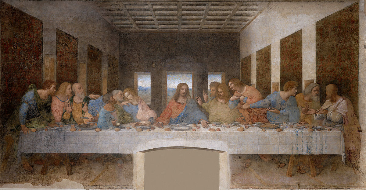 Тайна Вечеря, Леонардо да Вінчі, фреска, 1495–1497, Санта-Марія делле Граціе, Мілан