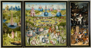 Сад земних зпдоволень, Hieronymus Bosch (Ліва панель - рай, права - пекло, посередині сучасне життя)