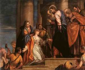 Христос і кровоточива жінка, Paolo Veronese, c. 1548