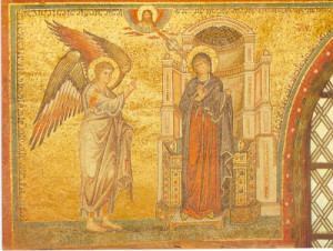 Благовіщення, мозаїка у Santa Maria Maggiore, Рим, 5-те ст.