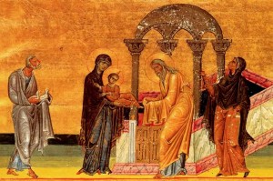 Стрітення, малюнок з Menologion of Basil II, 1000р.
