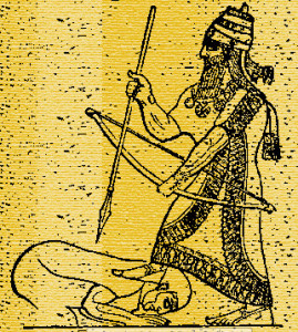 Асирійський цар наступає на горло царю підкореного народу