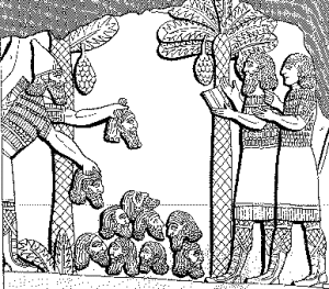 Асирійські чиновники рахують відрубані голови переможених